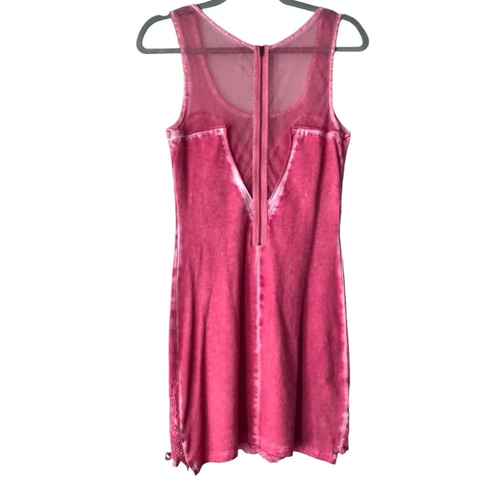 Free people ice ice baby pink beaded acid wash mesh zippered dress size XS - Picture 3 of 6